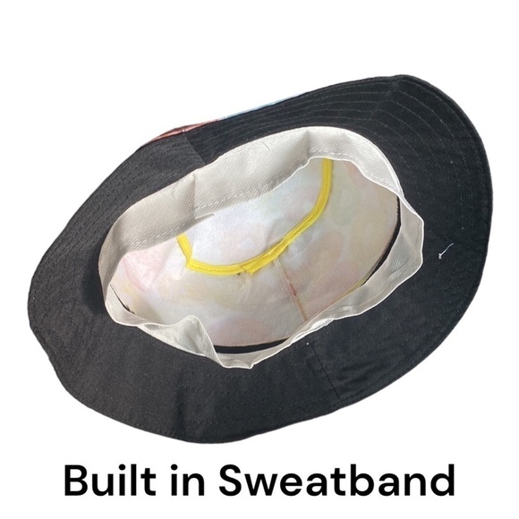 Colorful Printed  Bucket Hat Festive Fun Fruit Loop Bucket Hat w Sweatband NWOT - Picture 8 of 9